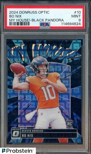 2024 Dornuss Optic My House! Black Pandora Prizm #10 Bo Nix RC Rookie /25 PSA 9