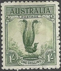 AUSTRALIA/1930/USED/SC#141/ MSLRE LYBIRD/ 1sh GREEN UNWK