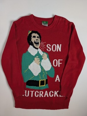 Elf Movie Buddy the Elf ''Son of a Nutcracker'' Ugly Christmas Sweater Red Size M