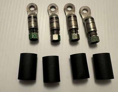 Quick Cable Compression Cast Copper Terminal Lug 3/8'' Stud, 1/2 Gauge 4 pieces