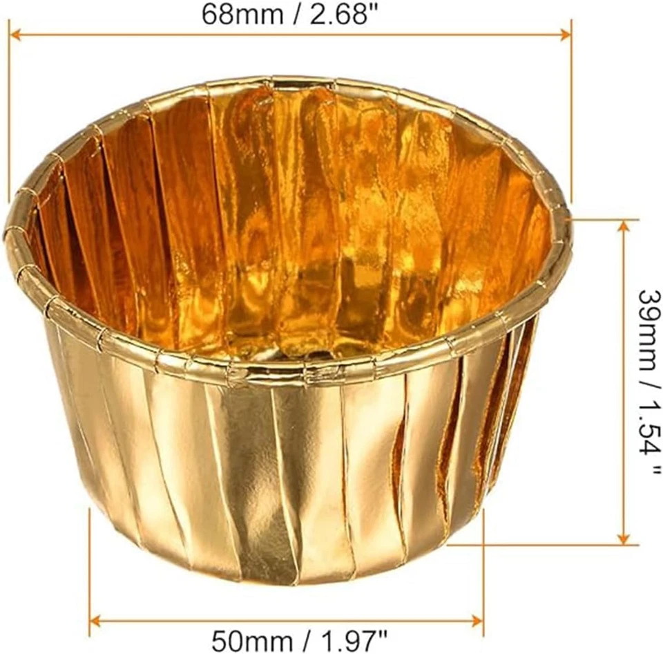 Muffinförmchen Papier 50st Cupcake Formen Antihaft Backbecher Einweg Pink Gold - Bild 2 von 4