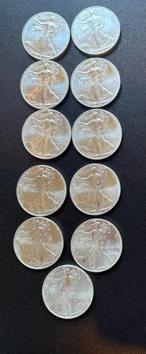 Short roll of 11, 2021 Type II American Silver Eagles - BU