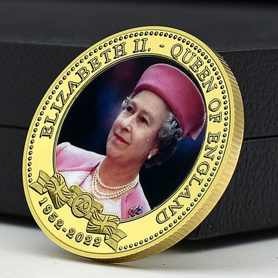 即決専用★18K QUEEN ELLZABESH THE SECOND England Queen Elizabeth II Commemorative Coin 1952-2022 Golden