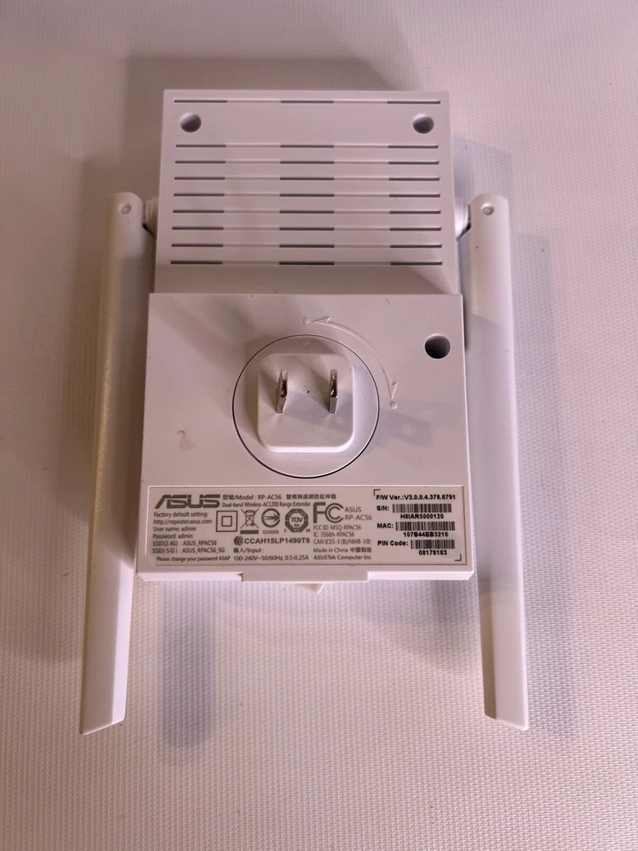 Asus RP-AC55 Blanco Inalámbrico AC1200 Doble Banda Repetidor WiFi Extensor Foto 3 de 3