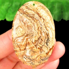 45x29x7mm Carved Picture Jasper Oval Angel Pendant Bead SJ86722