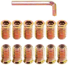 50pcs 5/16"-18 x 25mm Threaded Inserts Nuts Zinc Plated Carbon Steel Hex Socket