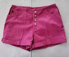 Vintage Gitano Women's Size 14 Button Fly Pink Denim Mom High Rise Jeans Shorts