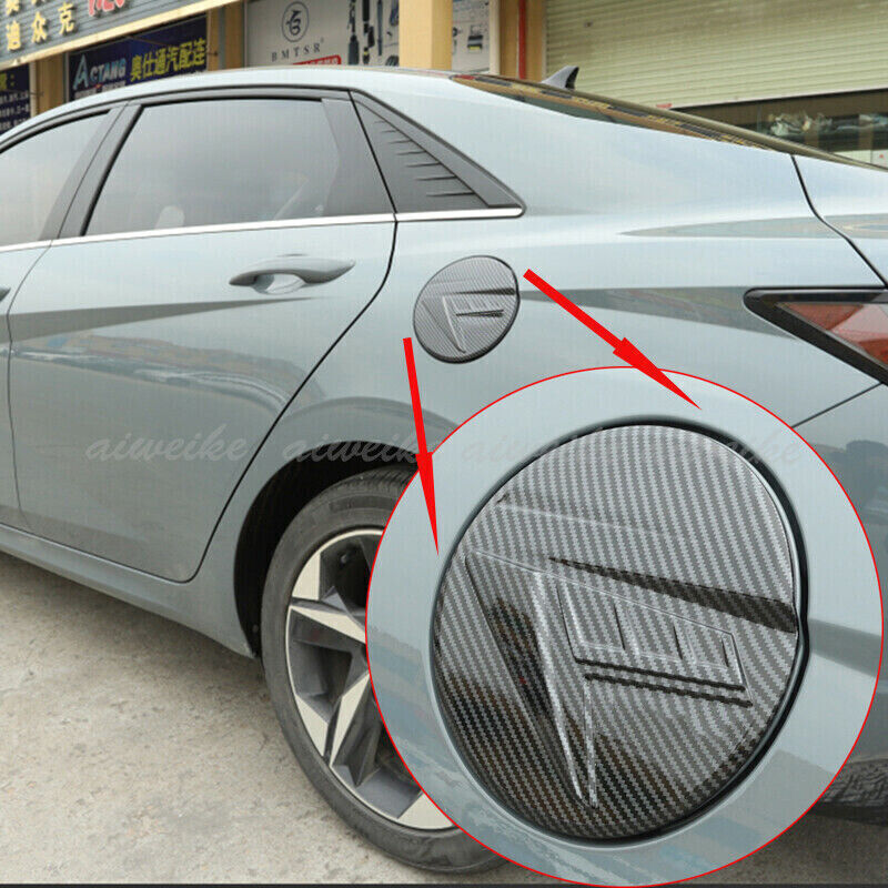 Carbon Fiber Car Fuel Gas Tank Cap Cover Trim Fit For Hyundai Elantra