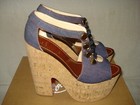 100% AUTH NEW WOMEN LOUBOUTIN ORDONANETTE 160 DENIM PLATFORM WEDGE SANDALS US 9 — photo 7