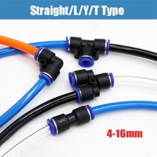 Pneumatic Hose Quick Coupling Plastic Push Connectors Straight/L/Y/T Type Black
