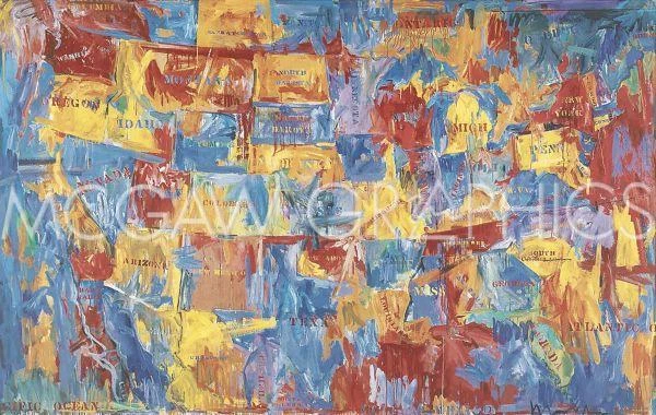 Póster impreso mapa, Jasper Johns, arte de pared 11" x 14" 130 Foto 2 de 2