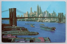 Brooklyn Bridge, New York, New York Barricini Candies Advertising Postcard