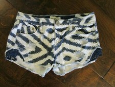 Rue 21 Juniors Navy And White Cut-off Denim Shorts Size 0 Distressed