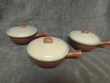 1940's Watt Art Pottery Kla-ham'rd Individual Casserole lot of 3 w/cover/lid