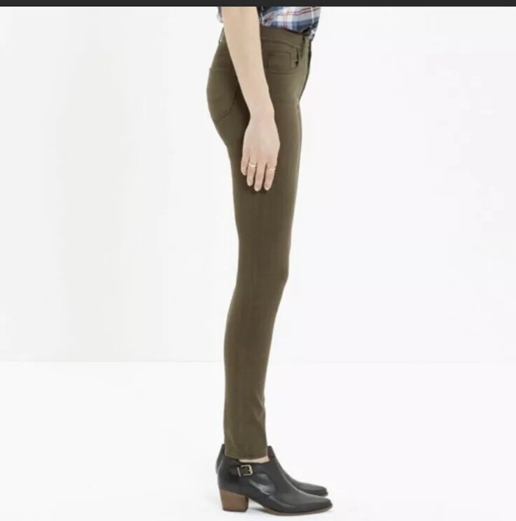Madewell Olive Coated Skinny Jeans in Size 25-image