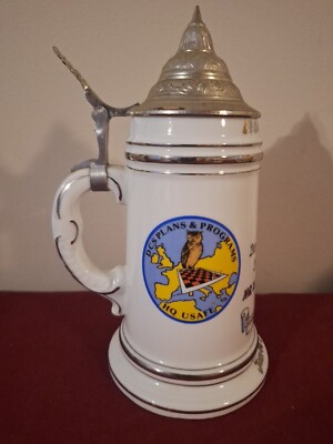 RAMSTEIN AIR BASE GERMANY LOTHOPHANE BEER STEIN NAKED LADY LIDDED LT COL. RON