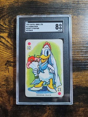 1939 Castell Bros - Disney Vintage Card Donna Duck - Mickey Mouse Fun Fair SGC 8