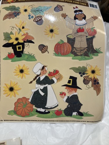 VINTAGE Window Clings Thanksgiving/Fall Pumpkin Decorations Lot Of 7  Brand New - Picture 14 of 24