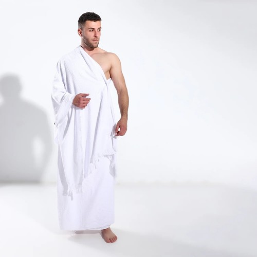 100% ALGODÓN PURO 2 PIEZAS TELA HAJJ TOALLA ADULTO IHRAM PARA HOMBRES UMRAH HAJ COOL - Imagen 19 de 33