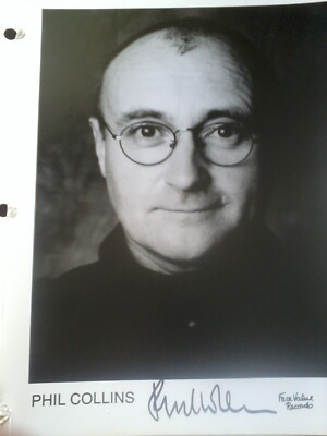 ANDY GOTTS , PHIL COLLINS , HAND SIGNED B/W PHOTO.FACE VALUE RECORDS WEA.10 X 8''