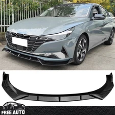 Fits 21-23 Hyundai Elantra Front Bumper Lip Gloss Black Spoiler 3PCS Splitter PP