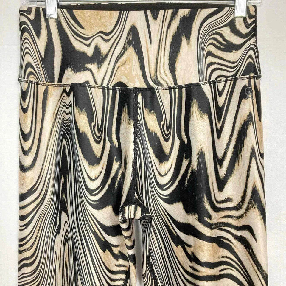 Хорошие американские леггинсы женские размер 3 L бежевые зебра эластичные брюки без застежек с высоким подъемом - Изображение 3 из 4