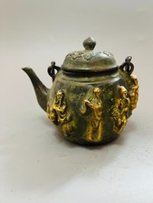 Collectible Chinese old bronze copper gilt handmade eight immortals carry pot