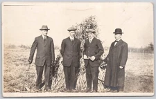 Corn Harvest Real Photo Postcard RPPC Men in Suit