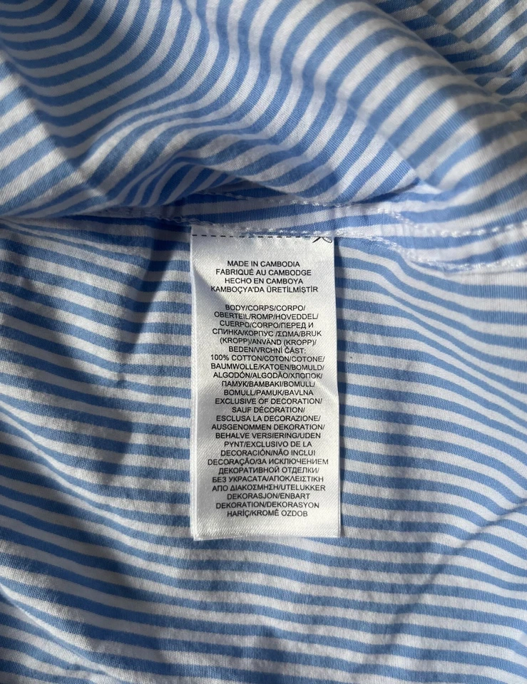 Camisa para dormir Lauren Ralph Lauren RLL Oxford azul a rayas para mujer talla M mediana Foto 4 de 4