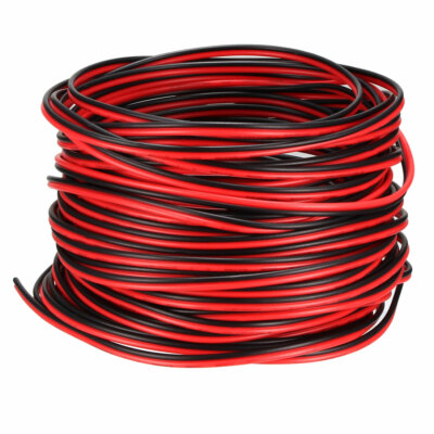 Red Black Wire 2pin Extension Cable Cord 26 AWG Parallel Wire 10M Length