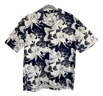Two Palms Cotton Aloha Hawaiian Shirt Monstera Orchid Pattern Made In Hawaii