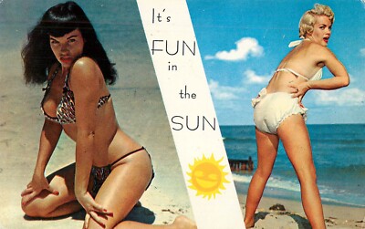Pin Up Postcard Bathing Beauty Betty Page and Some Blonde Multiview Bikini Girls
