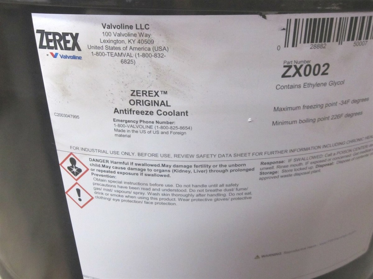ZEREX (ZX002) Antifreeze 55 Gallon Dilution Ratio 50/50 -34 °F