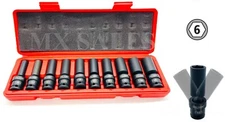 3/8" Dr Universal Swivel Deep Impact Socket Set 10-19MM PRO Radius 10PC Set