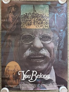 You Belong Vtg 1975 US Army National Guard Poster Theodore Roosevelt Large 33X44