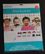 Way to Celebrate - Photo Booth Kit - NIP - 10 handheld props/1 plastic photoback