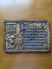 Vintage Nursery Rhyme Wood Look Resin Plaque Spiritual Bedtime Prayer