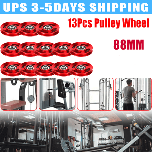 Universal 13PC Aluminum 88mm Bearing Pulley Wheel Cable Gym Fitness Equipment US - Picture 8 of 18