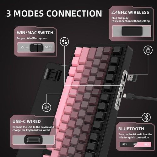 ATTACK SHARK X85 Wireless Mechanical Keyboard,TKL 82 Keys BT5.0/2.4GHz/USB-C - Picture 19 of 23
