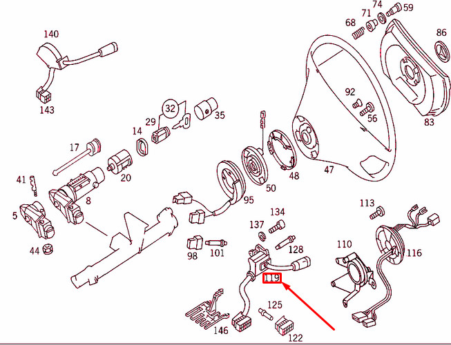 MB SL R129 Steering Wheel Turn Signal Switch LHD A1295402344  
