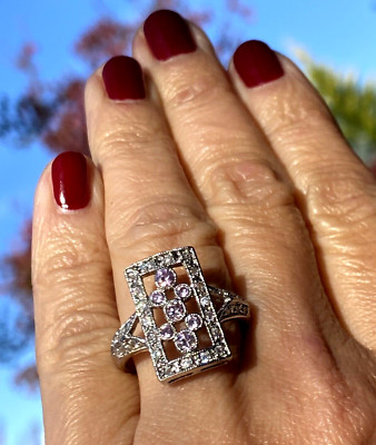 Vintage Art Deco Style Shield Ring  Estate Fine Jewelry Pre-Owned Size 8.75