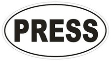 PRESS Oval Bumper Sticker or Helmet Sticker D1950 Euro Oval