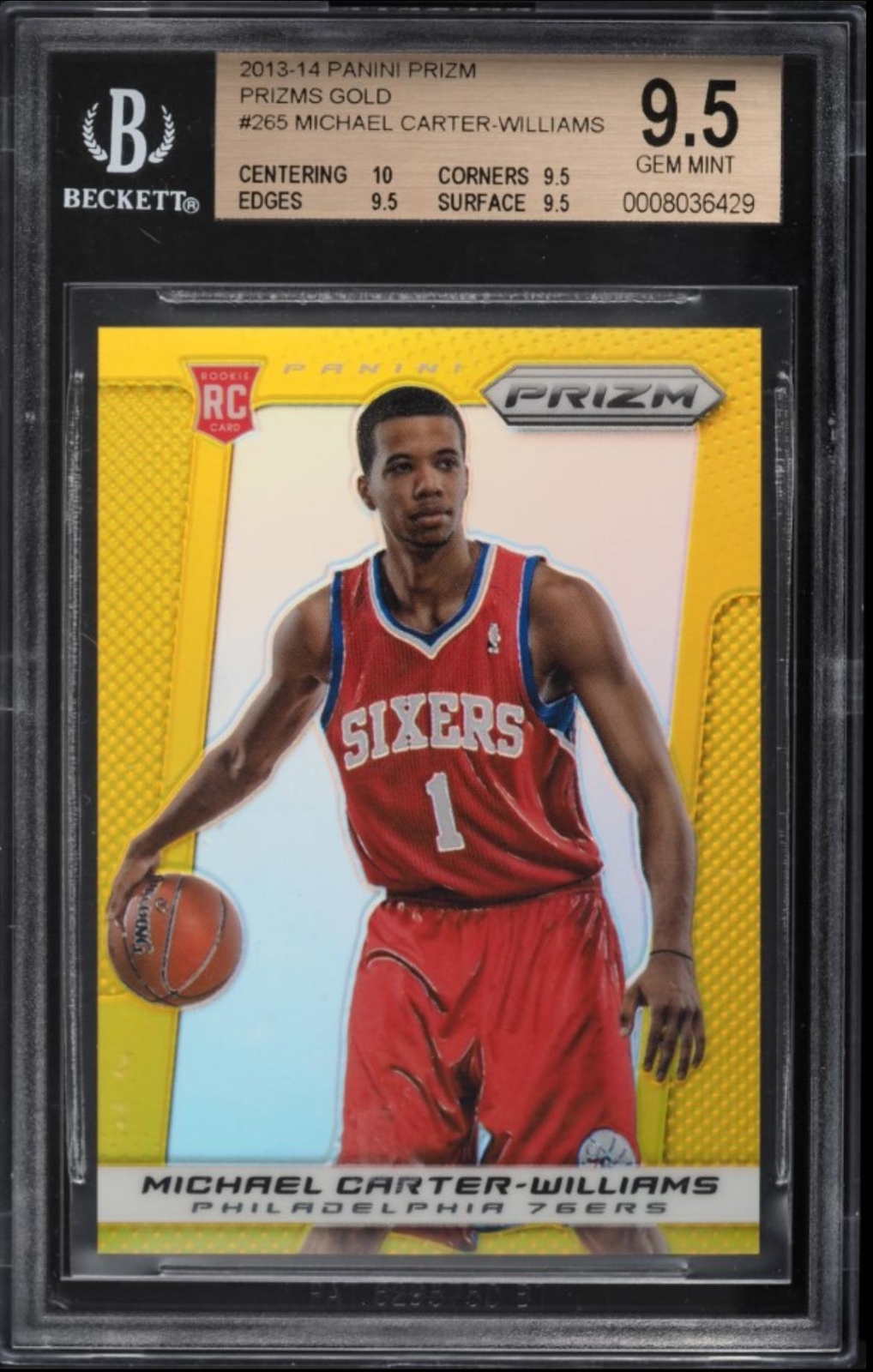 Michael Carter-Williams 2013 Panini Prizm #265 Gold Rookie Card RC /10 BGS 9.5