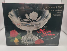 Vintage: B&ouml;hmische GLASSCHALE, satiniert - Serie "Rosengarten" - 1980 OVP NEU