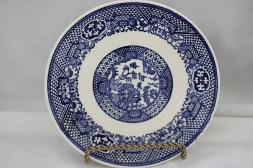 VINTAGE SCIO POTTERY 4 PIECE BLUE WILLOW STYLE IRONSTONE DINNER WARE SET~USA~NEW - Picture 3 of 12