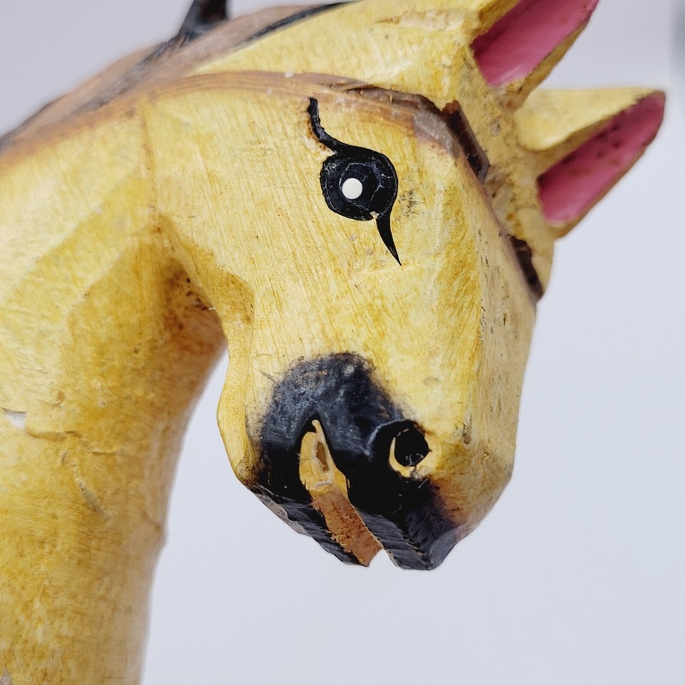 Horse Victorian Style Toy Carved Painted Wood Metal Handcrafted Rustic ...