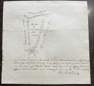 1849 Survey Map 26 Acres Allegheny County Pennsylvania Hand Drawn