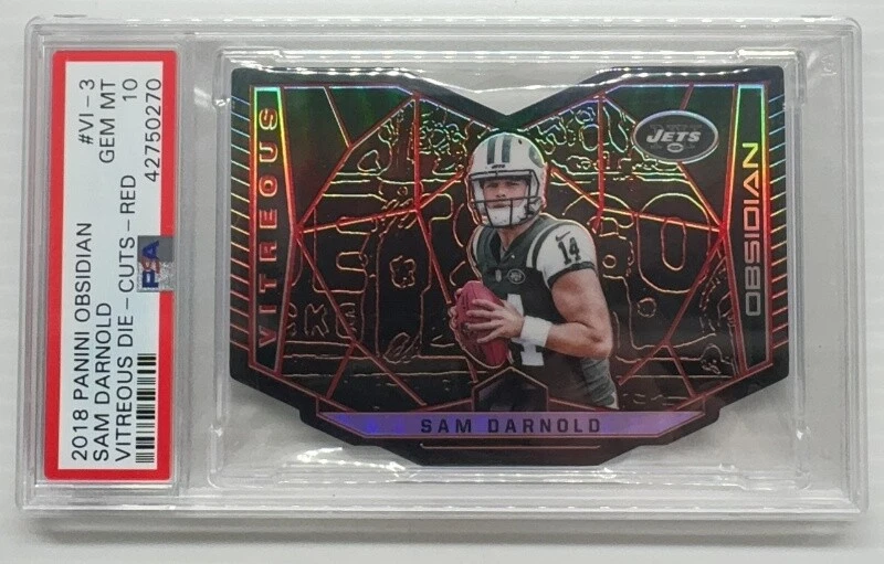 Sam Darnold Panini Obsidian Vitreous Die-Cuts #VI3 Electric Etch Red