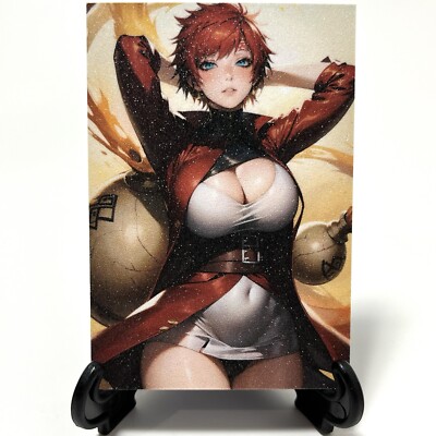 Naruto Gaara Sexy Hot Anime Waifu Girl Doujin Lewd Goddess Glitter Art Card
