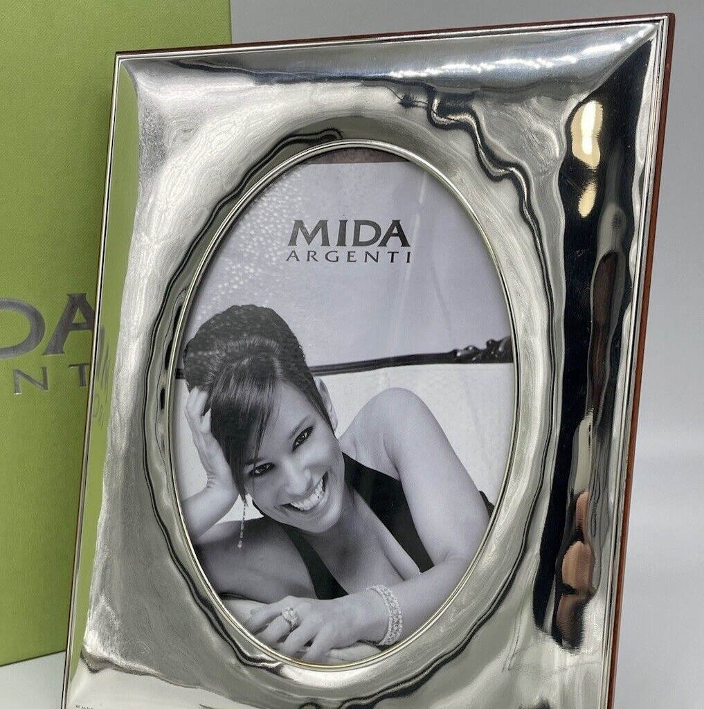 Elegante Marco de La de Plata Rectangular Para Foto Oval Muebles Salón E Firmada